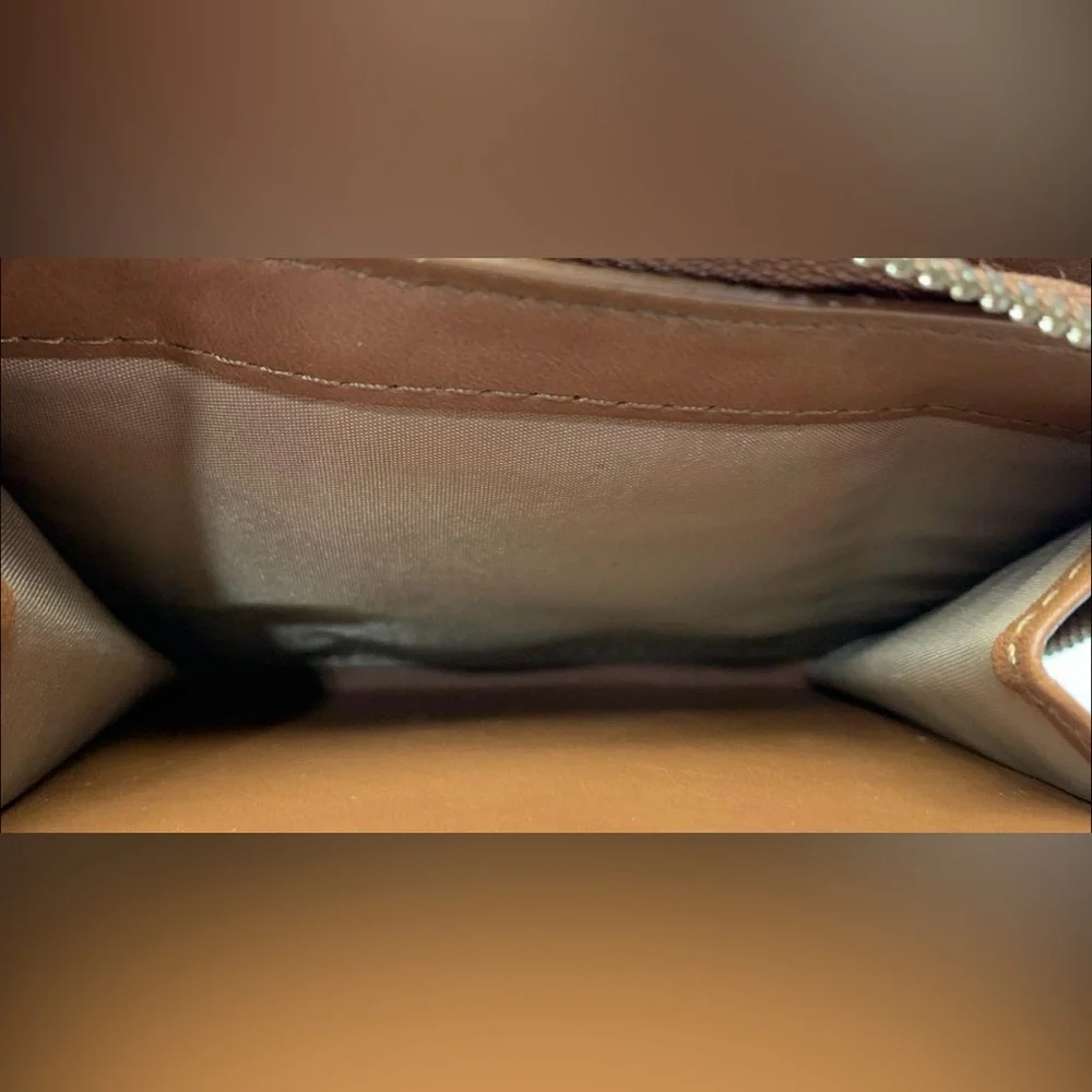 Coach Tan and Brown Wallet with Snap Closure canvas and leather